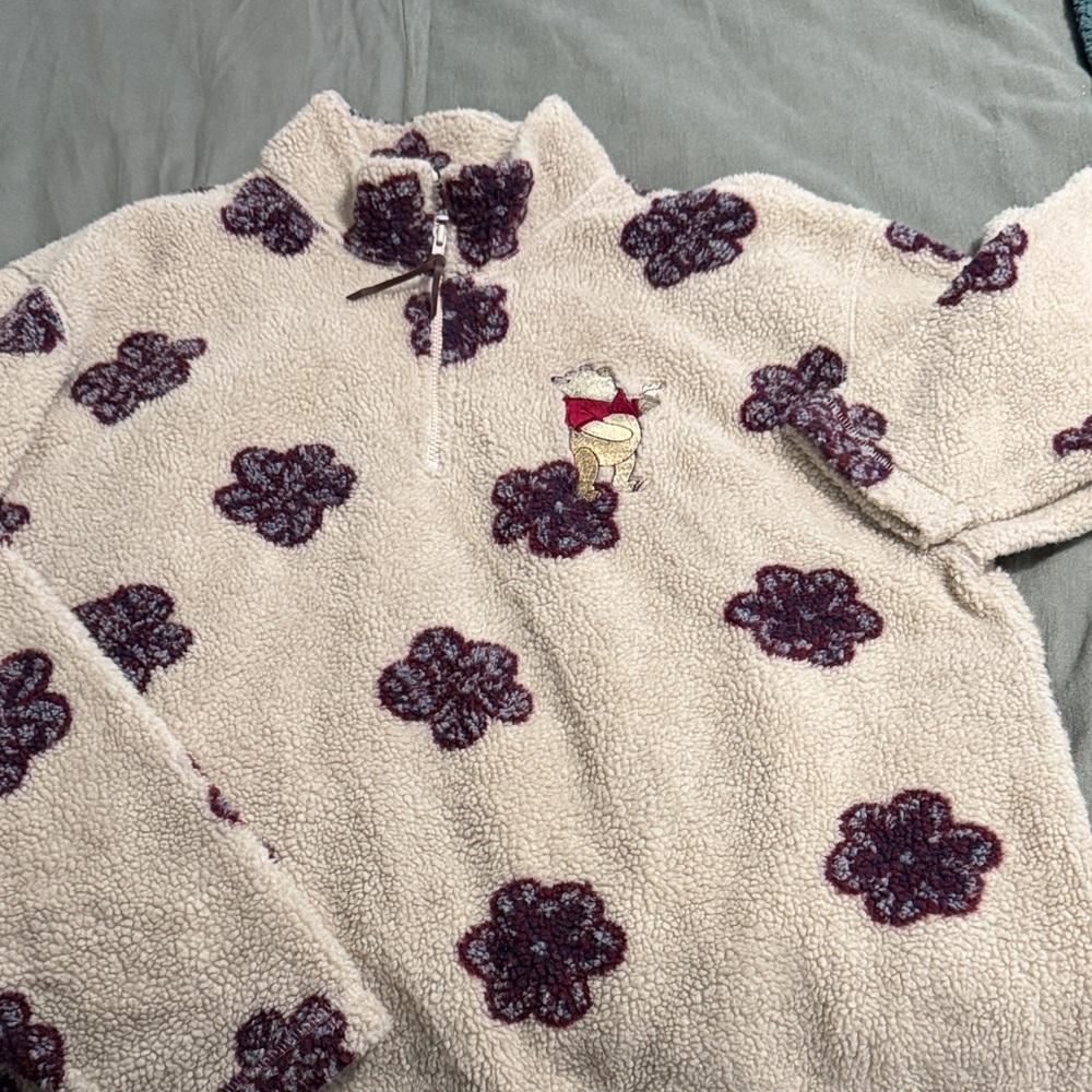Disney Cream Winnie The Pooh, I Purple Sweater with Character Design